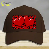 Red Black Cheetah Red Center Hearts Novelty License Plate Hat Cotton / Dark Brown