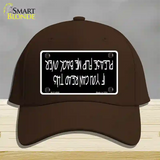 Flip Me Over Metal Novelty License Plate Hat Cotton / Dark Brown