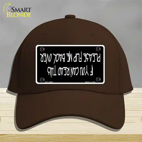 Flip Me Over Metal Novelty License Plate Hat Cotton / Dark Brown