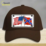 Confederate USA Crossed Flags Novelty License Plate Hat Cotton / Dark Brown