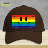 Smiley Face Novelty License Plate Hat Cotton Dark Brown