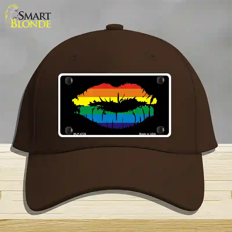 Lips Novelty License Plate Hat Cotton Dark Brown