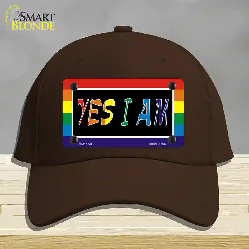 Yes I Am Novelty License Plate Hat Cotton Dark Brown