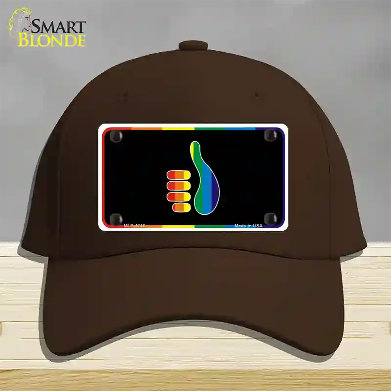 Thumbs Up Novelty License Plate Hat Cotton Dark Brown