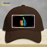 Thumbs Up Novelty License Plate Hat Cotton Dark Brown