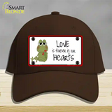 Love In Our Hearts Frog Novelty License Plate Hat Cotton / Dark Brown
