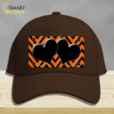 Orange Black Chevon Hearts Novelty License Plate Hat Cotton / Dark Brown
