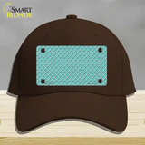 Tiffany Blue White Quatrefoil Novelty License Plate Hat Cotton / Dark Brown