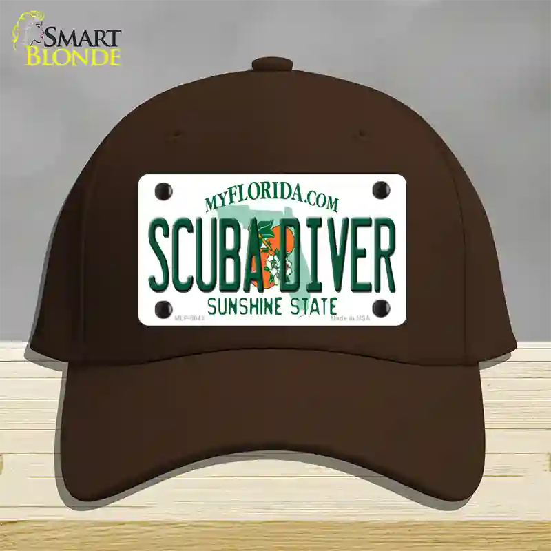 Scuba Diver Florida Novelty License Plate Hat Cotton / Dark Brown