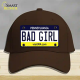 Bad Girl Pennsylvania State Novelty License Plate Hat Cotton / Dark Brown