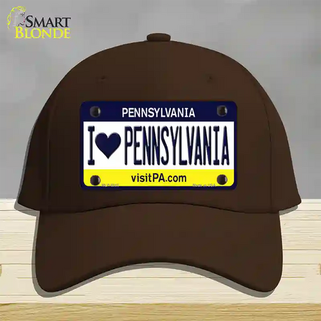 I Love Pennsylvania State Novelty License Plate Hat Cotton / Dark Brown