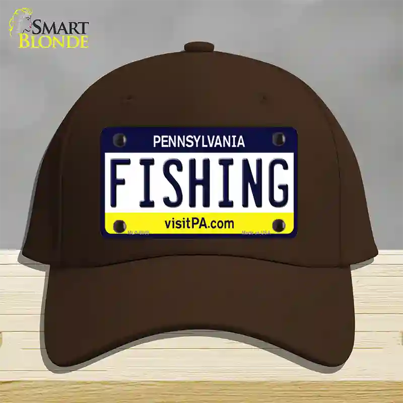 Fishing Pennsylvania State Novelty License Plate Hat Cotton / Dark Brown