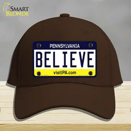 Believe Pennsylvania State Novelty License Plate Hat Cotton / Dark Brown