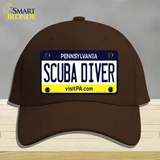 Scuba Diver Pennsylvania State Novelty License Plate Hat Cotton / Dark Brown