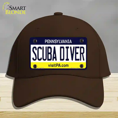 Scuba Diver Pennsylvania State Novelty License Plate Hat Cotton / Dark Brown