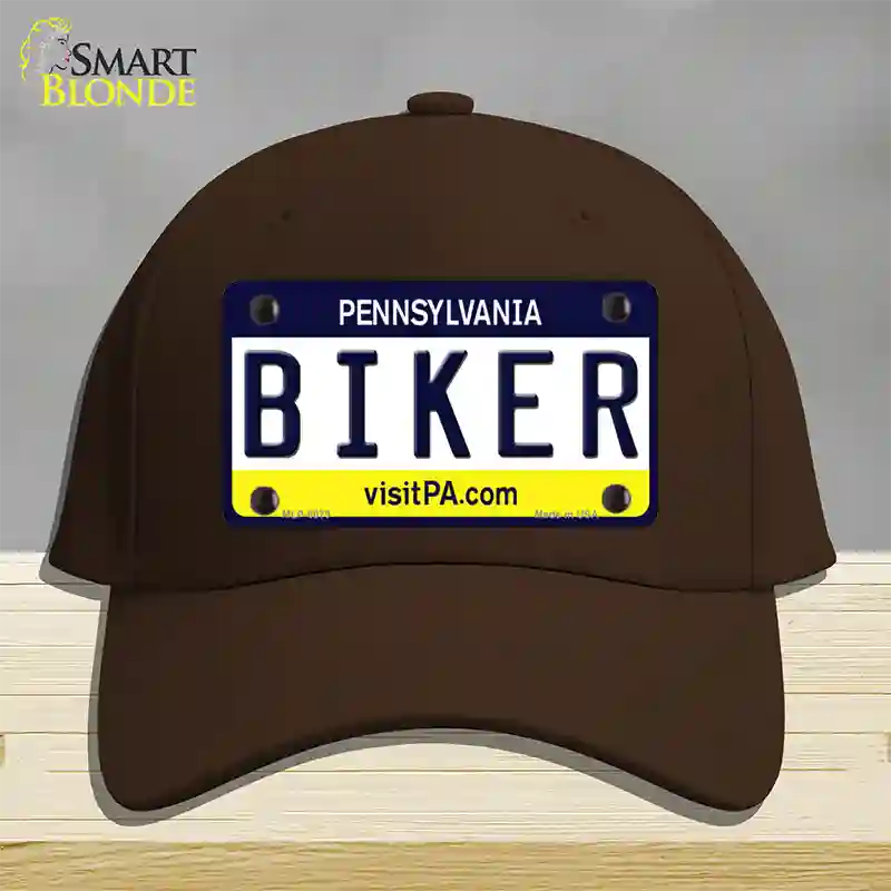 Biker Pennsylvania State Novelty License Plate Hat Cotton / Dark Brown