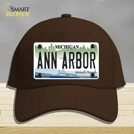 Ann Arbor Michigan Novelty License Plate Hat Cotton / Dark Brown