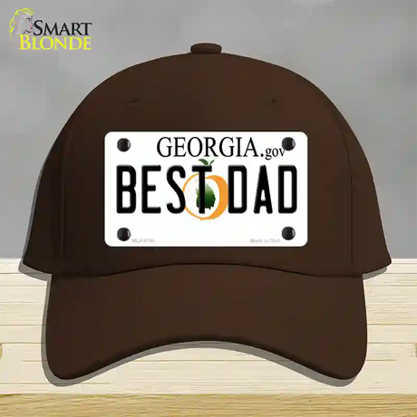 Best Dad Georgia Novelty License Plate Hat Cotton / Dark Brown