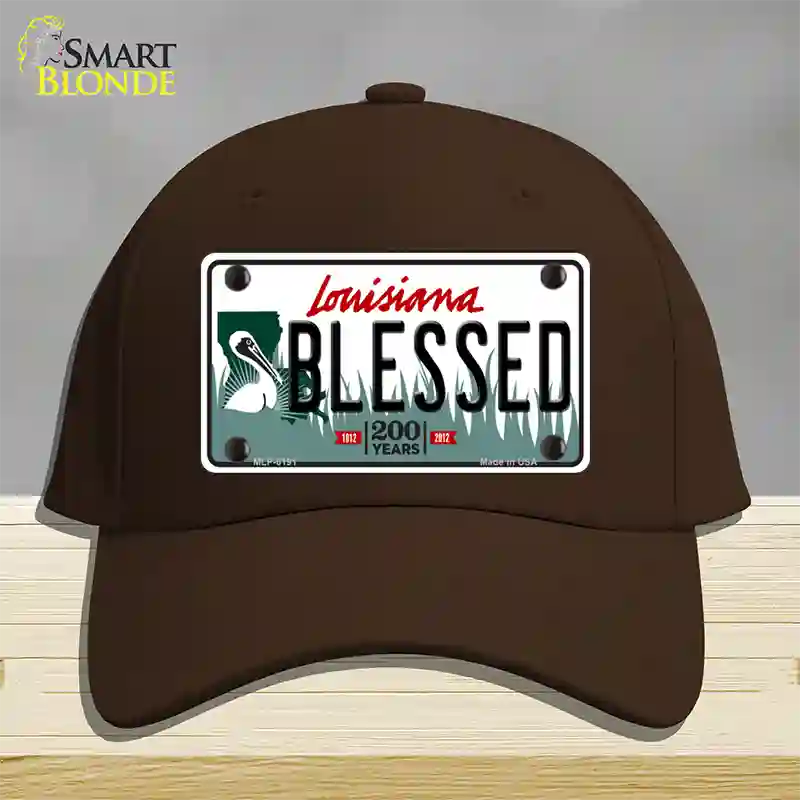 Blessed Louisiana Novelty License Plate Hat Cotton / Dark Brown