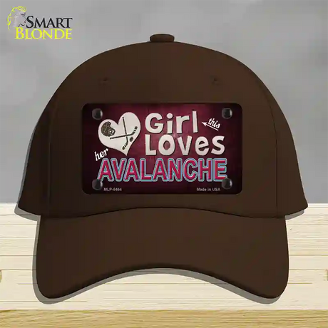 This Girl Loves Her Avalanche Novelty License Plate Hat Cotton / Dark Brown
