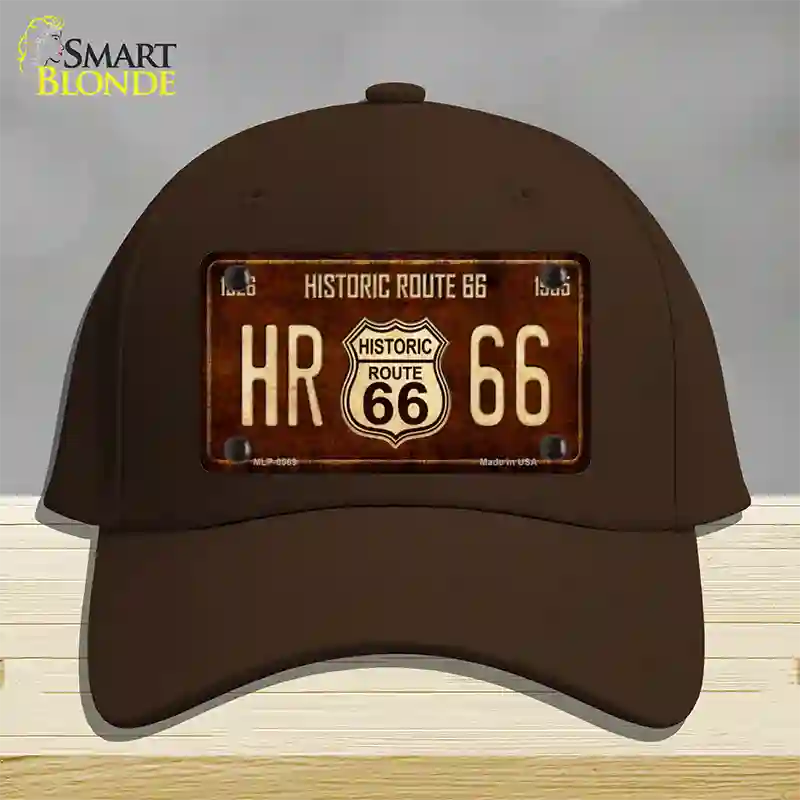 Historic Route 66 Vintage Novelty License Plate Hat Cotton Dark Brown