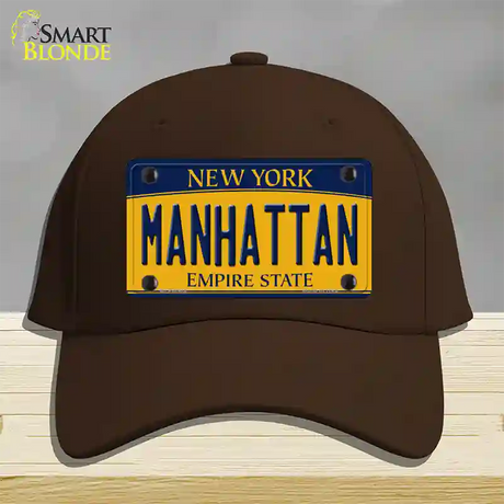 Manhattan New York Novelty License Plate Hat Cotton / Dark Brown