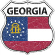 Georgia State Flag Highway Shield Metal Sign 12" (HS)