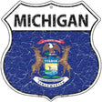 Michigan State Flag Highway Shield Metal Sign 12" (HS)