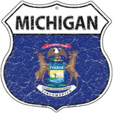 Michigan State Flag Highway Shield Metal Sign 12" (HS)