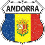 Andorra Flag Highway Shield Metal Sign 12" (HS)