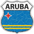 Aruba Flag Highway Shield Metal Sign 12" (HS)