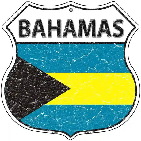 Bahamas Flag Highway Shield Metal Sign 12" (HS)