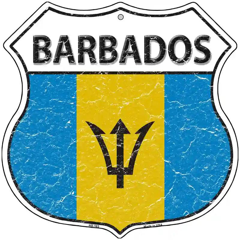 Barbados Flag Highway Shield Metal Sign 12" (HS)