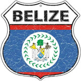 Belize Flag Highway Shield Metal Sign 12" (HS)