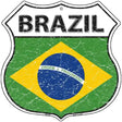 Brazil Flag Highway Shield Metal Sign 12" (HS)