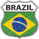 Brazil Flag Highway Shield Metal Sign 12" (HS)