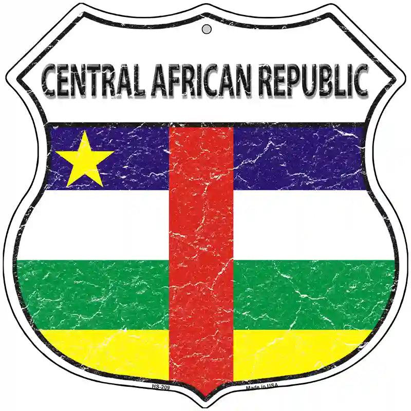 Central African Republic Flag Highway Shield Metal Sign 12" (HS)