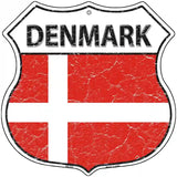 Denmark Flag Highway Shield Metal Sign 12" (HS)