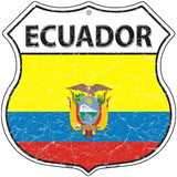 Ecuador Flag Highway Shield Metal Sign 12" (HS)