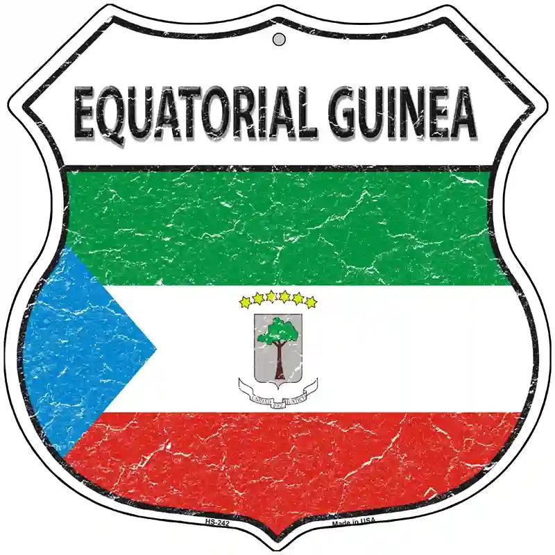 Equatorial Guinea Flag Highway Shield Metal Sign 12" (HS)