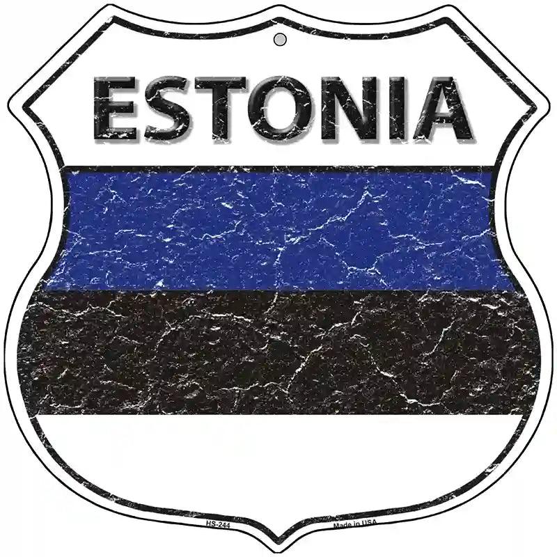 Estonia Flag Highway Shield Metal Sign 12" (HS)