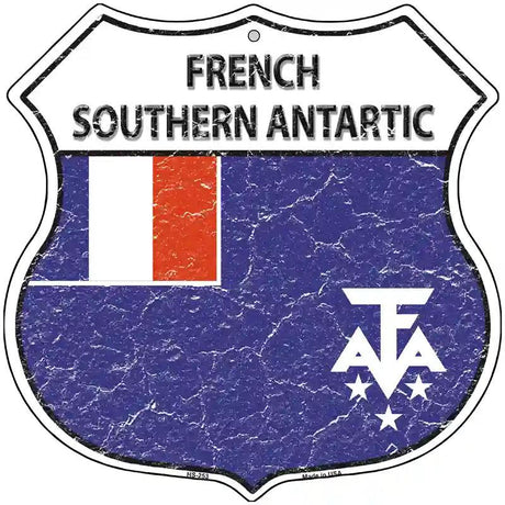 French Southern Antartic Flag Highway Shield Metal Sign 12" (HS)