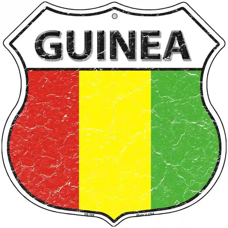 Guinea Flag Highway Shield Metal Sign 12" (HS)