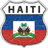 Haiti Flag Highway Shield Metal Sign 12" (HS)