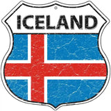 Iceland Flag Highway Shield Metal Sign 12" (HS)