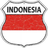 Indonesia Flag Highway Shield Metal Sign 12" (HS)