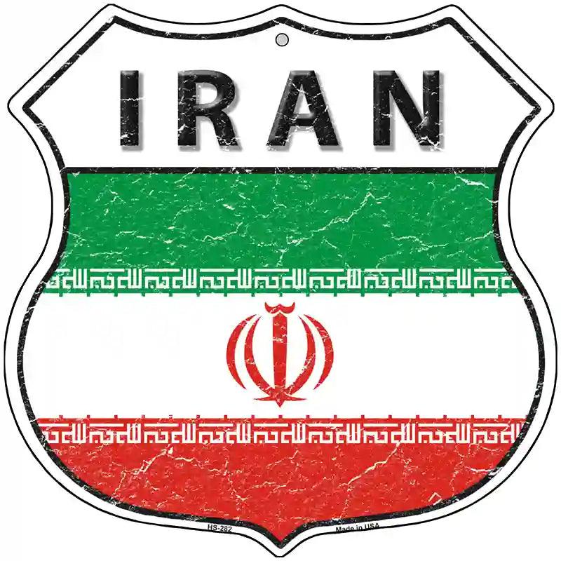 Iran Flag Highway Shield Metal Sign 12" (HS)