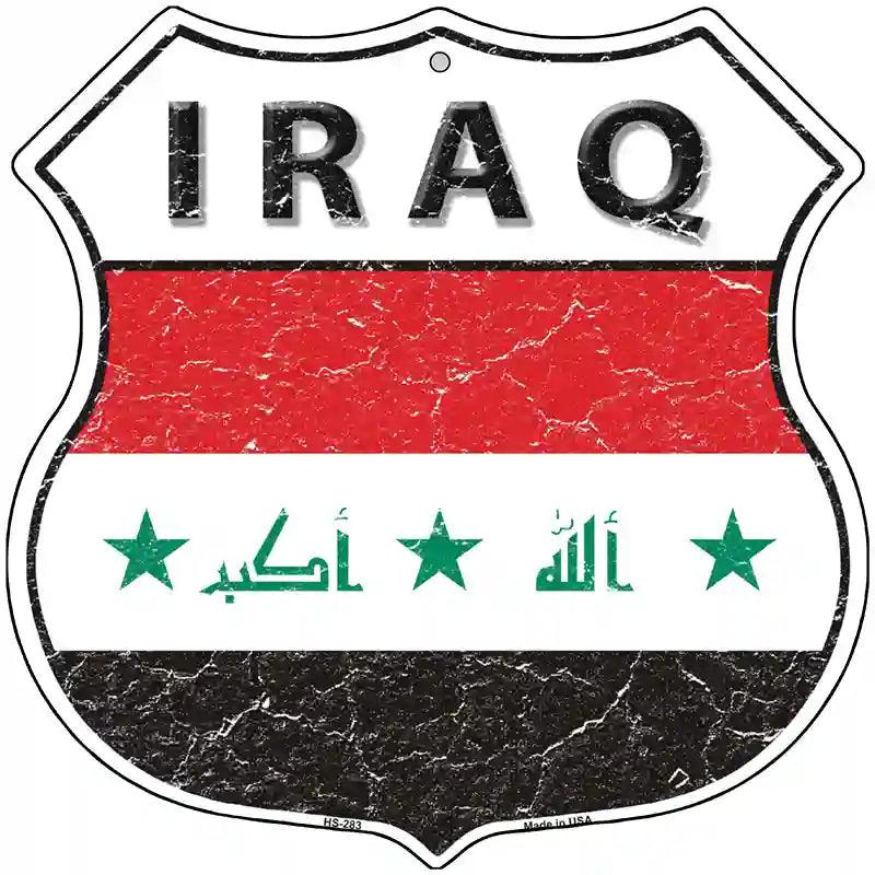 Iraq Flag Highway Shield Metal Sign 12" (HS)