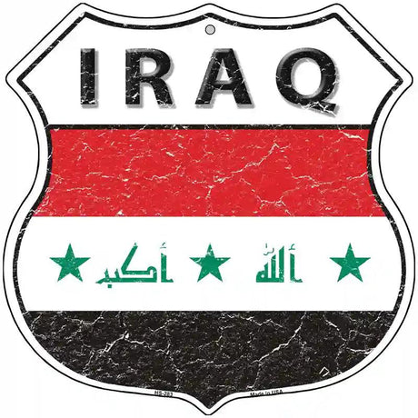 Iraq Flag Highway Shield Metal Sign 12" (HS)