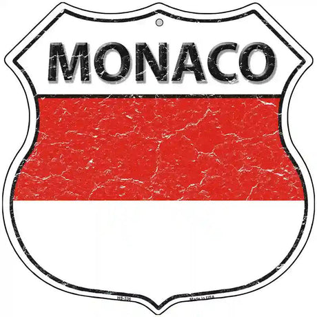 Monaco Flag Highway Shield Metal Sign 12" (HS)